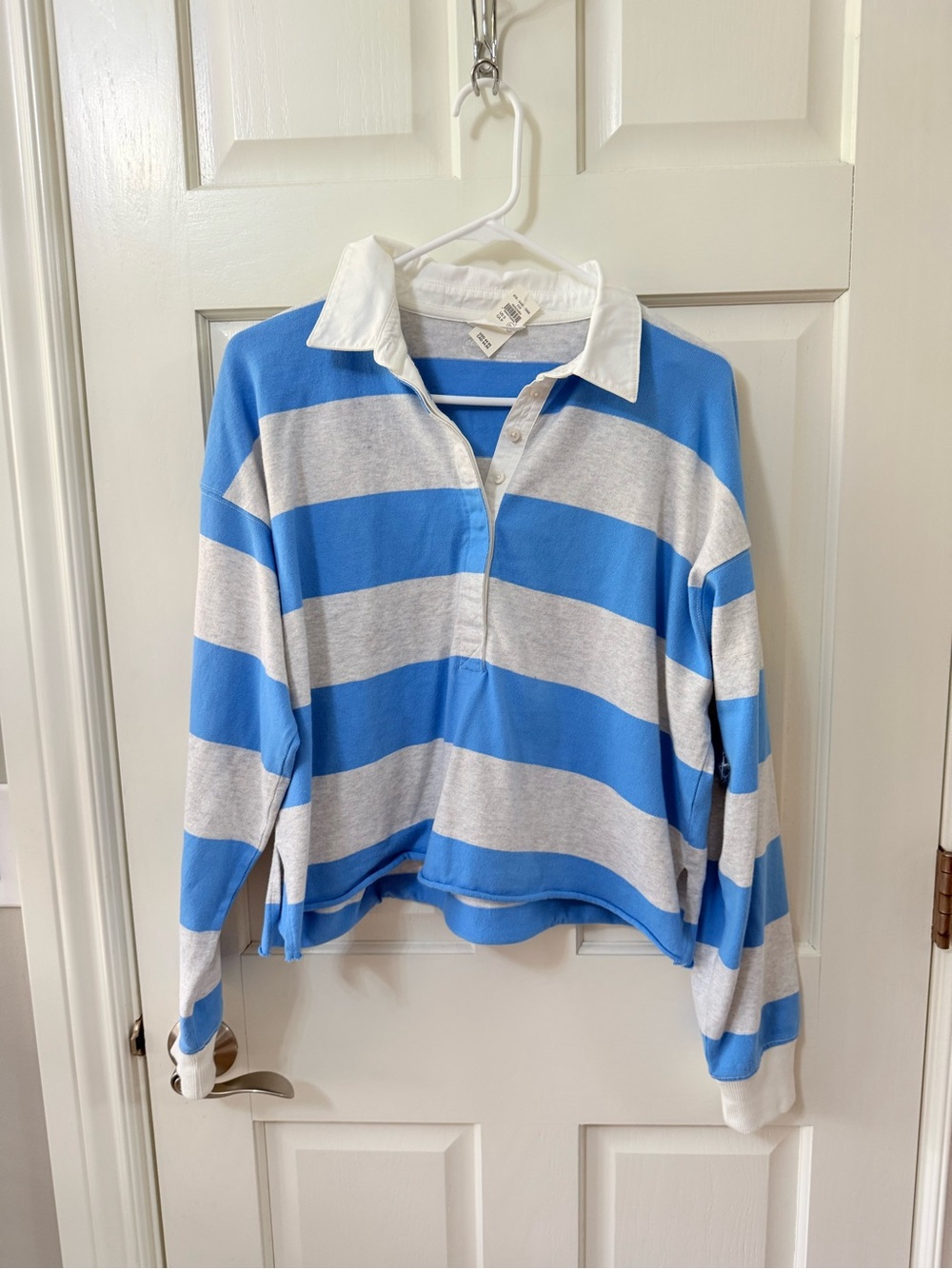 AERIE | NWT Blue & Gray Striped Polo Top